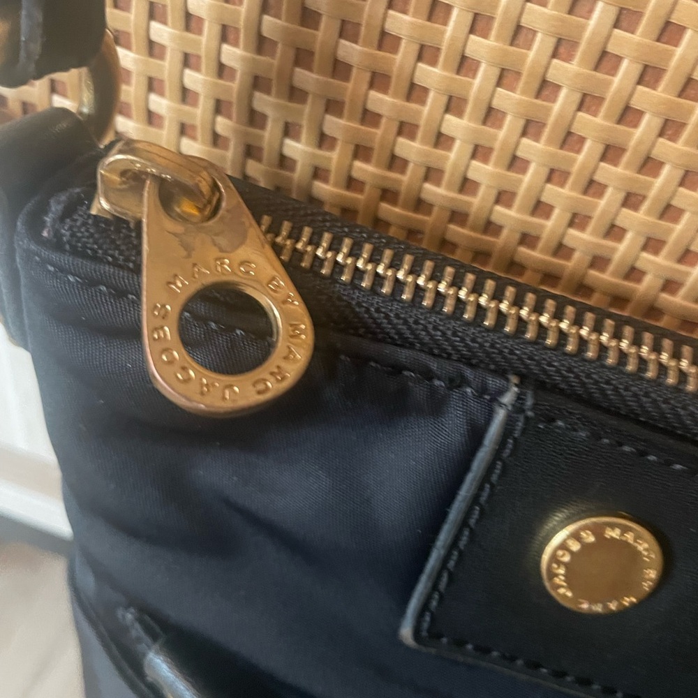 Black Nylon Crossbody Bag with Gold Accents - Picture 9 of 11